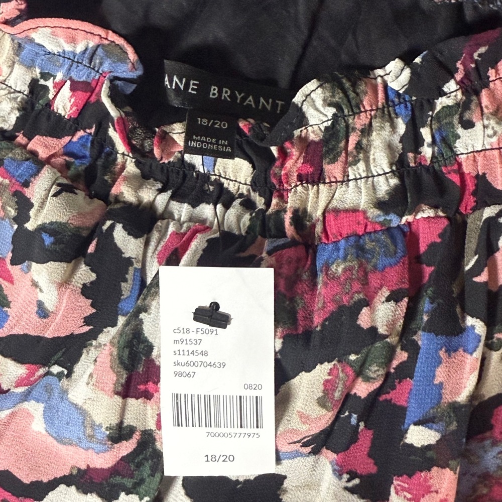 Lane Bryant Off The Shoulder Smocked Neck Floral Print Long Sleeve Blouse 18/20 - Picture 4 of 9